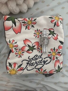 Ed Hardy Floral Canvas Pouch and watch